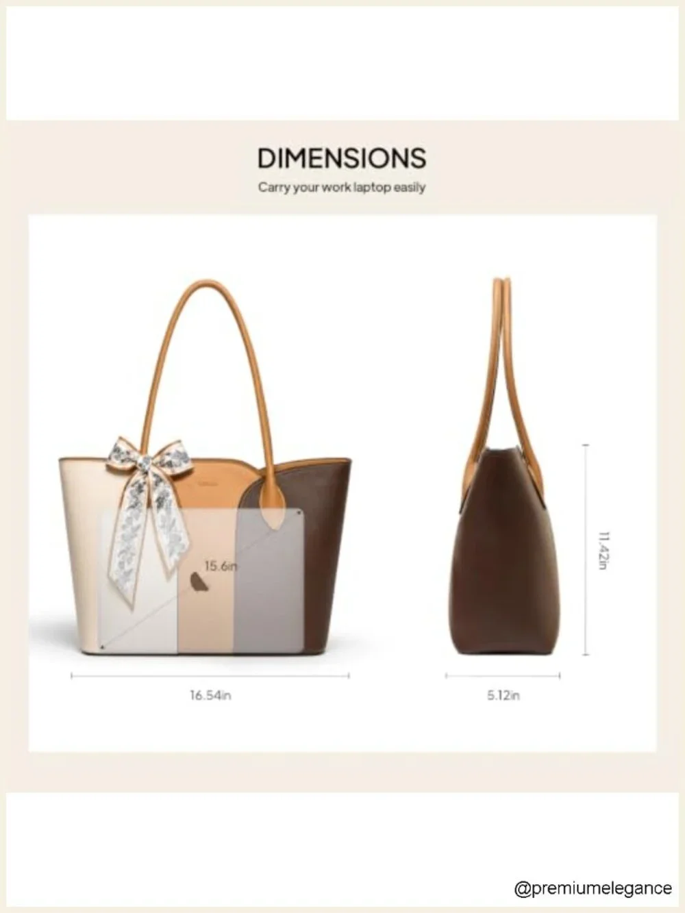 Vegan Leather Laptop Tote Bag for Women, 15.6